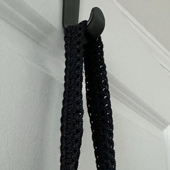 Vintage Handmade Black Crochet Drawstring Bucket Bag Boho Hippie Cottagecore - Picture 8 of 11